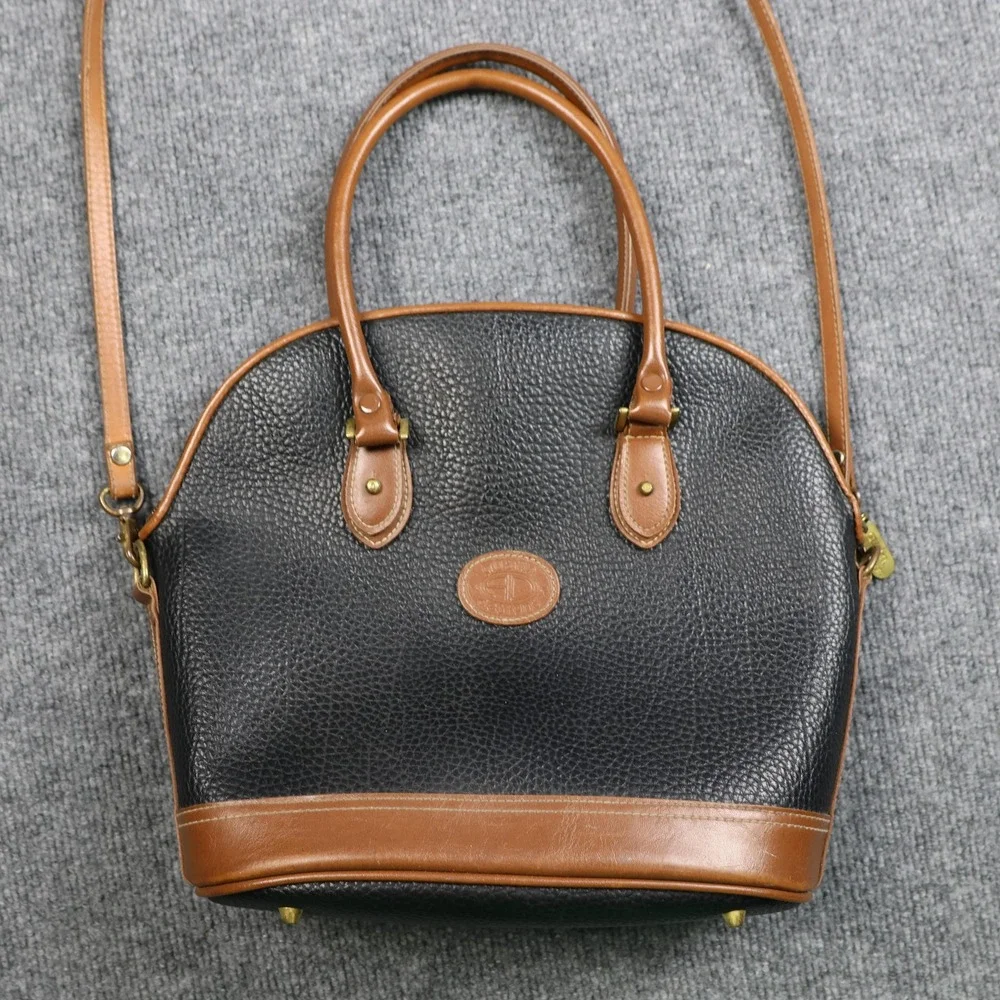 Austin Designs Pebbled Dome Satchel‎ Crossbody Shoulder Bag Womens Black Brown